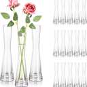 Hewory Glass Bud Vases for Centerpieces Set of 18, Handmade Modern Clear Small Skinny Decorative Single Flower Vase, Minimalist Slim Floral Vase for Home Wedding Party Events Table Decor, 7.87"