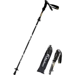 A ALAFEN Aluminum Collapsible Ultralight Travel Trekking Hiking Pole for Men and Women (Fits 5'3" - 6'2"), Single Pole (1 Pack), Black
