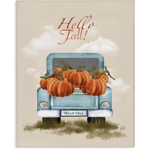 Hello Fall Pumpkin Truck, 16 x 20 Inch Canvas Wall Art