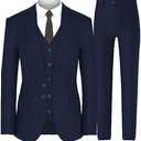 Antonio Uomo Men’s Suit Set – Slim Fit 3 Piece Blazer 2 Button Jacket Vest Pants Business Wedding Party Solid Dress Suits Size 50