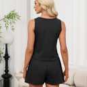 Women's 2 Piece Outfits Lounge Sets Summer Shorts with Pockets Casual Vacation Travel Sets (Black), M