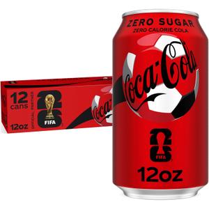 Coca-Cola Zero Sugar Soda, 12 fl oz Cans, 12 Pack - Classic Cola Soft Drink Fridge Pack (EXP 03/02/26)