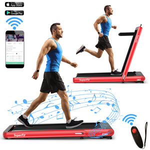 SuperFit 4.75HP 2 In 1 Folding Treadmill W/Remote APP Control Red