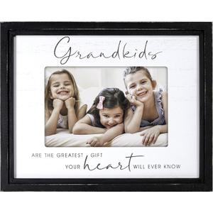 Malden International Designs 4x6 Grandkids Script Sentiments Picture Frame Grandkids Are The Greatest Gift Your Heart Will Ever Know White MDF Wood Frame Raised Black Outer Wood Moulding
