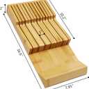 Bamboo Kitchen Drawer Knife Block, In drawer Knife Holder, Knife Drawer Organizer fit for 13 knives