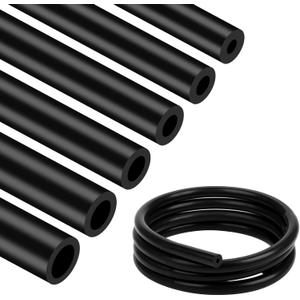 6PCS Silicone Vacuum Tubing Hose Kit, Black Vacuum Hose ID 1/8" 5/32" 3/16" 1/4" 5/16" 3/8", Automotive Vacuum Silicone Hose Line