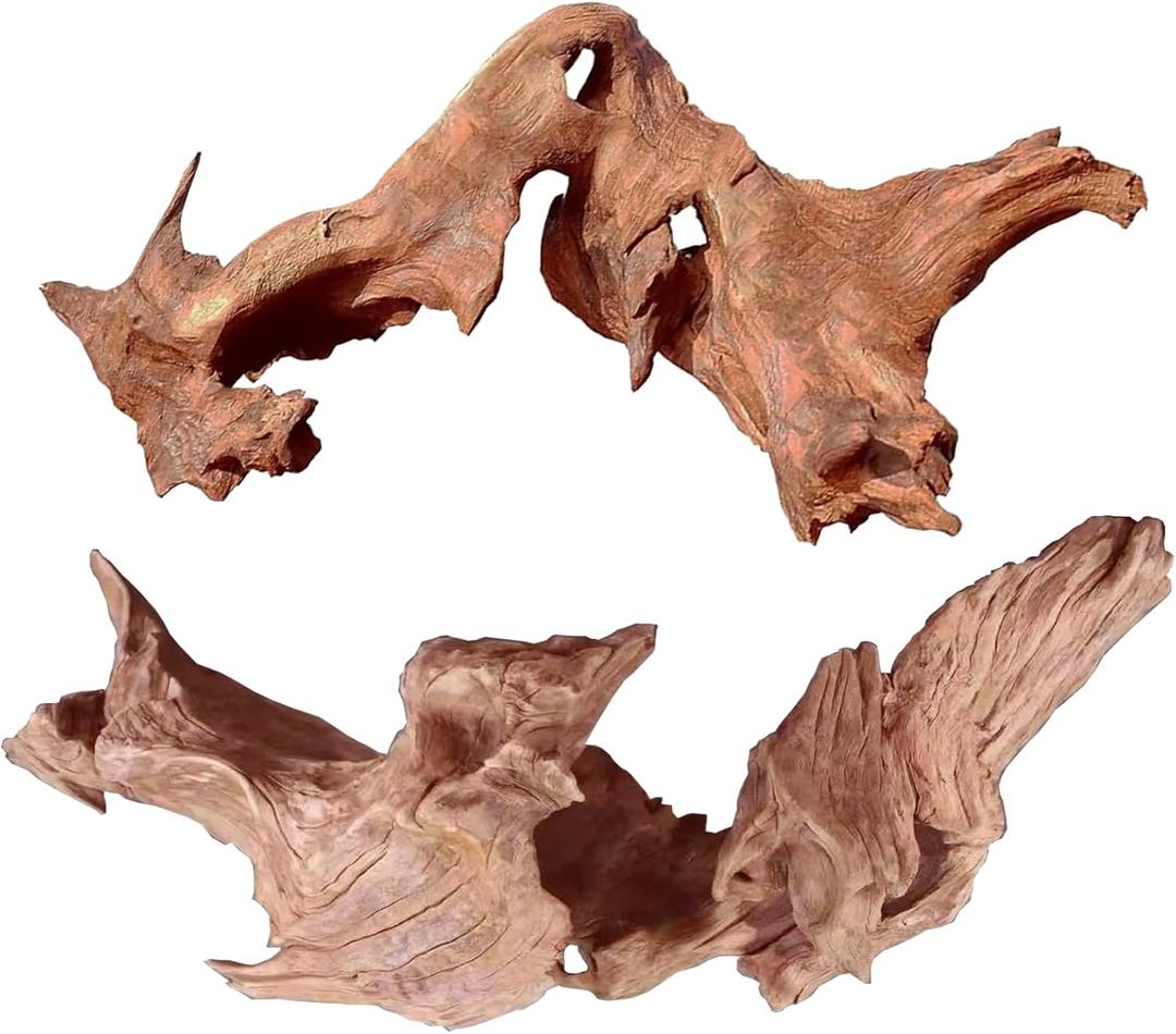 Natural Large Aquarium Driftwood for Fish Tanks & Reptile Terrariums  Safe Fish Tank Decorations, Unique Twisted Branches 2-Piece 14-18 Inch Low Tannin, Easy to Sink