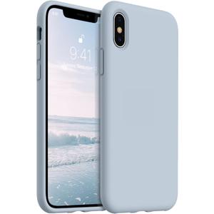 AOTESIER Compatible with iPhone X Phone Case and iPhone Xs Case 5.8 inch,Silky Touch Premium Soft Liquid Silicone Rubber Anti-Fingerprint Full-Body Protective Flexible Bumper Case, Baby Blue
