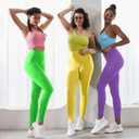 JQ JQAMAZING Seamless Scrunch Workout Leggings for Women Buttery Soft Gym Yoga Pants Opaque Tights (Yellow, M)