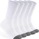 Monxiery Mens Cotton Cushioned Crew Socks, Athletic Performance Moisture Wicking Work socks (White)