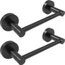 Toilet Paper Holder Bathroom Double Post Pivoting Tissue Roll Holder Stainless Steel and Zinc Alloy Wall Mount Detachable (Matte Black, 2PC)