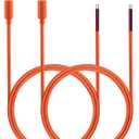 Tonton 16AWG DC5521 Power Pigtails Cable, 1M 3.3FT, Pure Copper, Orange, 5.5MM x 2.1MM Male Plug to Bare Wire, Barrel Connector Pigtail for CCTV Security Camera, DVR, LED Strip Lights - 2 Pack (M)