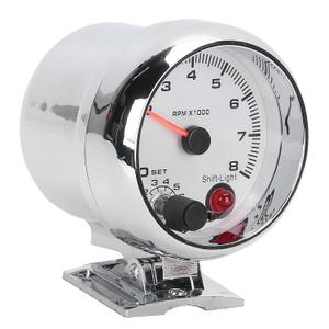 Tachometer 12V for 4/6/8 Cylinder Gasoline Vehicles, 0-8000 RPM, 3.75in, 7 Color Background Lights, Chrome Bracket, White Face