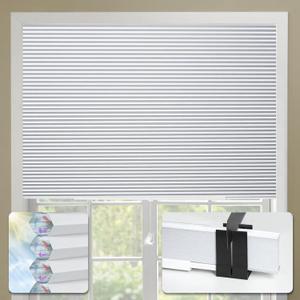 Cellular Shades No Tools No Drill Custom Honeycomb Blinds Blackout for Window Easy Cutting Telescopic Track Cellular Blind Pearl White, 29" W(19"-29") x 64" H