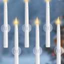 10.5" Window Candles Battery Operated with Suction Cups, Dusk to Dawn LED Flickering Candle Lights for Window, Flameless Taper Candlesticks for Christmas Holiday Decor, 6 Pack, White