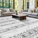 Rwlvpe Moroccan Washable Area Rug 8X10 for Living Room Soft Farmhouse Neutral Geometric Rug Stain Resistant Low Pile Indoor Non-Slip Carpet for Bedroom Dining Room (8X10 Gray)