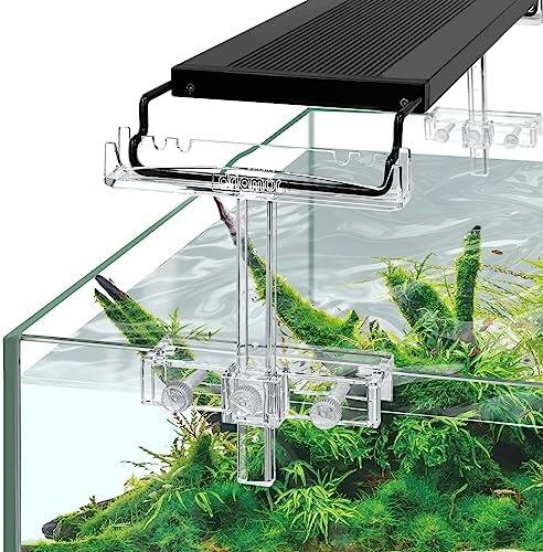 driamor Aquarium Light Riser Adjustable, Clear Acrylic Fish Tank LED Light Stand Aquarium Lamp Holder Bracket Kit 2pcs Transparent Support for Width 2.5-4.4 Inches Light with Extendable Bracket