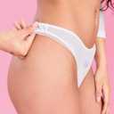 xo, Fetti White Ruffle Bride Thong, S/M/L | Embroidered Underwear, Bridesmaid Gift, Bridal Shower Lingerie, Outfit Accessory (White, L)