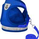 Cat Harnesses and Puppy Harness with Leashes Set, Escape Proof Cat Harness, Adjustable Reflective Soft Mesh Vest Fit Puppy Kitten Rabbit Ferrets's Outdoor Harness (Blue)