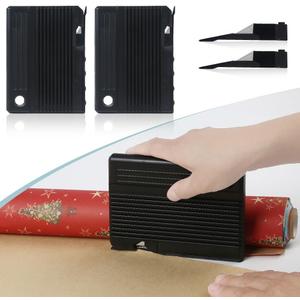 2 x Quicker and Easier Gift Wrap Cutter (2-Pack) | Wrapping Paper Cutter with Replaceable Blade Sets | Christmas Holiday Birthday Wrapping Tool(Black+Black)