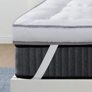 QUEEN ROSE Mattress Topper King, Extra Thick Mattress Pad Cover for Back Pain, Cooling Pillow Top Mattress Bed Topper, Soft Comfort for Firm Mattress, Overfilled Down Alternative, King Size, White
