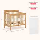 Dream On Me Aden 4-in-1 Convertible Mini Baby Crib, GREENGUARD Gold & BSA Certified, Sustainable Pinewood, Non-Toxic Finish, 3 Mattress Heights, Converts to Mini Day & Twin-Size Bed - Natural