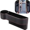 Car Seat Gap Filler Organizer Between Front seat car Organizer and Storage Box, Auto Premium PU Leather Console with Cup Holder, Car Pocket for Interior Essentials (for Driver Side)