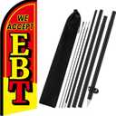 FuWeave Advertising Swooper Flag Banner 8.2ft Feather Flags with Pole and Ground Stake Advertising Feather Banner Signs for Business Store Fronts(Red,We Accept EBT)