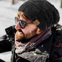 2 x PAGE ONE Mens Winter Slouchy Beanie Warm Fleece Lined Skull Cap Baggy Cable Knit Hat (Wine Red)