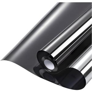 rabbitgoo Tulip Stained Glass Window Film (35.4" x 78.7") And Black Silver One-Way Window Privacy Tint (35.4" x 78.7")