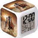 Led Alarm Clock Horse Design Creative Desk Table Clock Glowing Electronic Colorful Digital Alarm Clock for Unisex Adults Kids Toy Birthday Present
