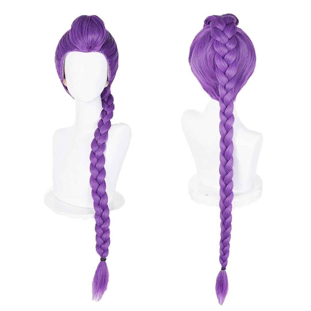 FILMIA Long Purple Braid Wig for Women Fantasy Cosplay Wig with Thick Braided Ponytail Synthetic Heat Resistant Hair for Halloween, Anime, and Costume Events 46"