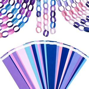 CHRORINE 600Pcs Colorful Paper Chains Strips for Birthday Party Decorations DIY Crafts Supplies (Blue Pink, 1 x 7.08 inches)