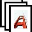 Wiscet 8.5x11 Picture Frame Set of 3, Display Pictures 6x8 with Mat or 8.5 x 11 Without Mat, Photo Frame for Wall Mounting or Tabletop Display, Black