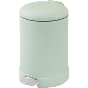 Glad Small Trash Can, 1.2 Gallon | Round Stainless Steel Garbage Bin with Soft Close Lid & Step Foot Pedal | Metal Waste Basket with Removable Inner Bucket, Green