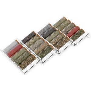Expandable Acrylic Spice Drawer Organizer  4-Tier Clear Seasoning Rack Insert for Kitchen Drawers, Adjustable from 9" to 18", Fits Most Spice Jars (Jars Not Included) 4-Pack