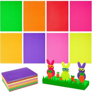 64 Pack Colored Corrugated Cardboard Sheets for Crafts, Art Projects, DIY Signs, 8 Bright Colors (8.3 x 11.8 In)