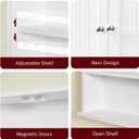 TEENFON Bathroom Wall Cabinet with Adjustable Shelves and Towel Rack, Wall Mounted Over the Toilet Storage Cabinet for Bathroom, Living Room, White UNGGX005W