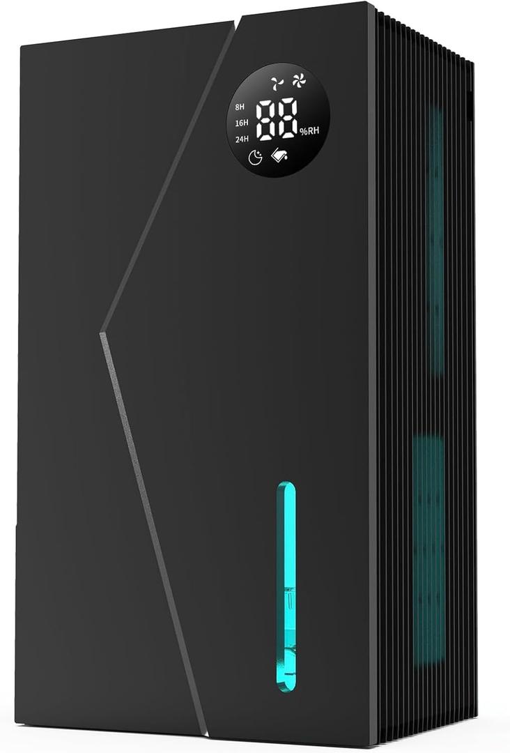 Dehumidifier, Dehumidifiers for Home(1000sq.ft), 98 OZ Water Tank, Dehumidifier Washable Air Filter, Dehumidifiers for Basement Bedroom Bathroom, Auto Shut Off, Timer Setting (black)
