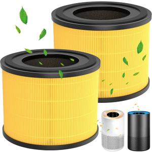 2 Pack AP-S0610L Pet Filter Replacement for MOOKA AP-S0610L Air Purifier, 3-IN-1 Hepa Filter, High-Efficiency Activated Carbon Air Filter for Pet Odor, Dander, Yellow