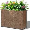 BAYN Large Rectangular Metal Garden Block Planter Box 32x12x24 Inch | Hand-Hammered, Thicken and Weather-Resistant Coating, Heavy Duty, Easy Assembly, Planter for Patio, Porch, Deck