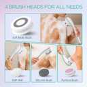 VOYOR Electric Body Brush Back Scrubber for Shower Rechargeable Exfoliating Bath Brush Powered Shower Brush with Non-Slip Long Handle Deep Cleansing, Exfoliation, Massaging Spin Brush BC100 (Grey)