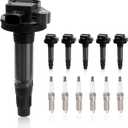 UF553 Set of 6 Ignition Coil Packs & Spark Plugs Compatible with Ford Edge Taurus Flex Fusion Explorer F150 Mustang Sedan Lincoln MKX MKT MKZ MKS Mercury Sable Replace# C1595 DG520 UF595 5C1652