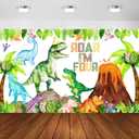 Dinosaur 4th Birthday Decorations Roar Im Four Dinosaur Birthday Party Banner Backdrop Dinosaur Party Supplies for Boys 4th Dino Bday Decor