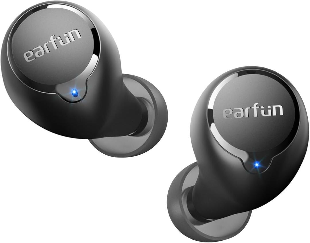 EarFun Free 2S Wireless Earbuds, [Upgraded Version] Bluetooth Earbuds with Deep Bass, 4 Mics for Clear Call, Customizable EQ App, IPX7 Waterproof in-Ear Headphones, 30H Playtime, Wireless Charging (Black)