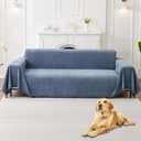 HAOMAIJIA Non Slip Couch Cover Sofa Covers for 2 Cushion Couch Washable sectional Couch Covers for Dogs pet Furniture Protector Couch Cover Blanket for Living Room (Blue, 71"x118")