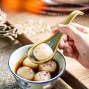 Gomakren Soup Spoons Set of 6, Asian Soup Spoons 6.5 Inch Ramen Spoons, Christmas Ceramic Chinese Spoon Set for Soup, Cereal, Pho, Noodles, Dumpling, Mothers Day Gifts, Dishwasher Safe, Blue-Green