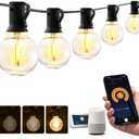 XMCOSY+ Outdoor String Lights, Smart Patio Lights 100Ft Dimmable Outdoor Lights Warm White, 50 G40 LED Bulbs, WiFi String Lights for Outside, Work with Alexa, APP Control, Waterproof Extendable