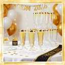 Jingmore 48 Pack Prom 2026 Plastic Graduation Champagne Flutes 5 oz Disposable Graduation Cocktail Cups Transparent Mimosa Glasses Party Favors Drinkware for Graduate Party(Prom 2026,Gold)