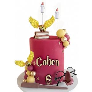 Magical Wizard Cake Toppers, Qoadwem Wizard Happy Birthday Party Cake Decorations Supplies With Balls Hat Glasses Stars